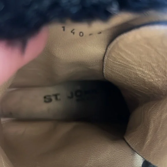 Vintage St. John Black Suede Lace-Up Booties | Faux Fur Trim | Made in Italy | - Picture 5 of 6